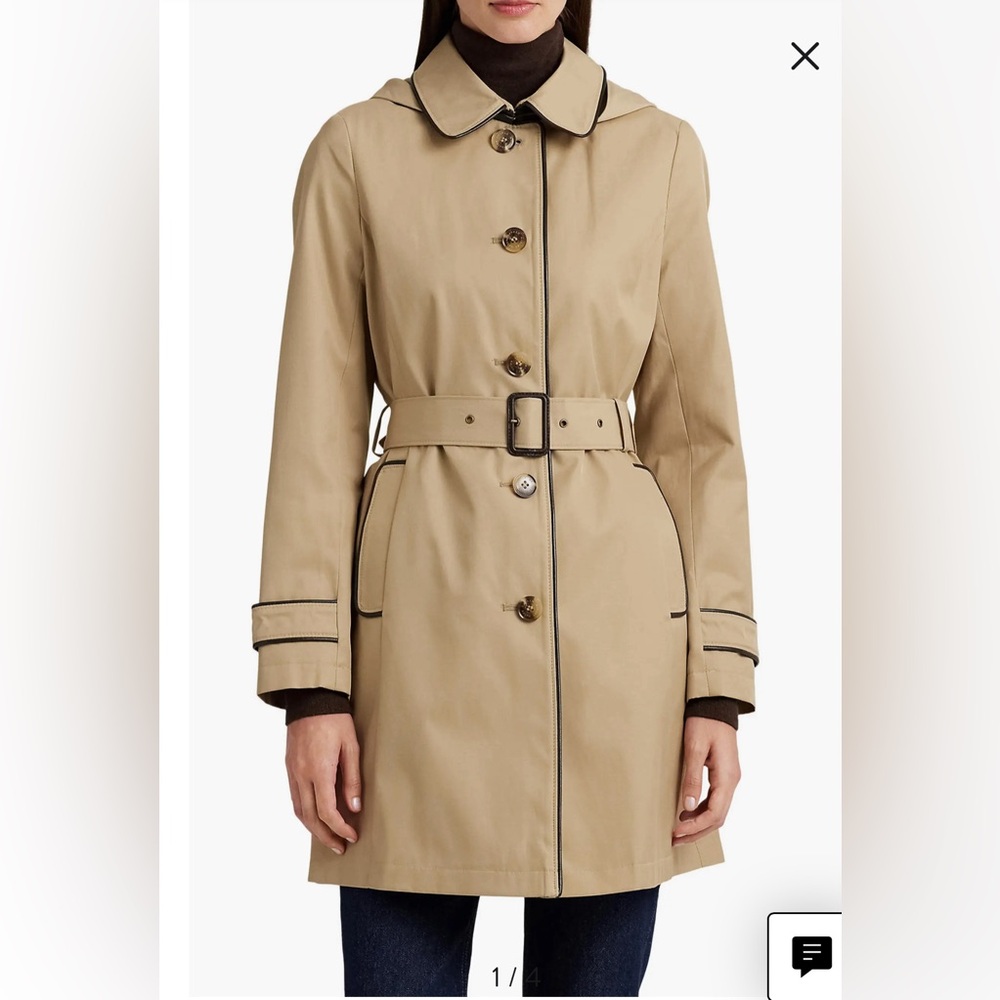 Lauren Ralph Lauren Hooded Belted Trench Coat , size XS